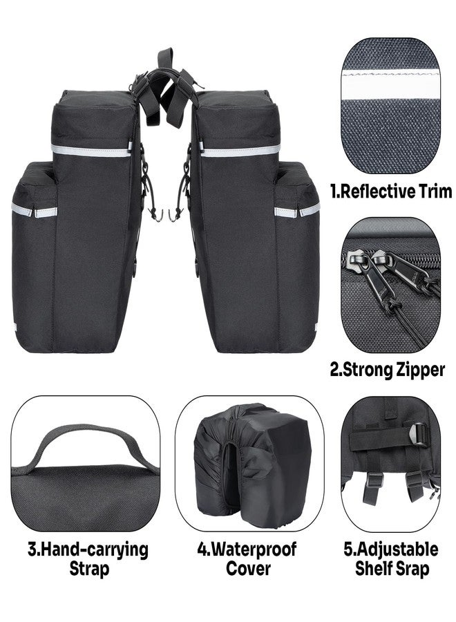 ANCHOM Bike Saddle Bag, Bicycle Rear Rack Bag, Upgraded 34L Capacity Storage Bike Panniers Bag, Water Resistant Bicycle Commuting Bag, Bike Rear Seat Accessories with Reflective Trim, Black - Image 3