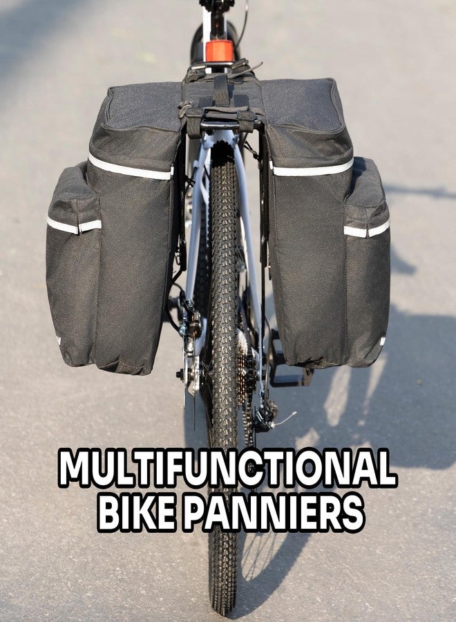 ANCHOM Bike Saddle Bag, Bicycle Rear Rack Bag, Upgraded 34L Capacity Storage Bike Panniers Bag, Water Resistant Bicycle Commuting Bag, Bike Rear Seat Accessories with Reflective Trim, Black - Image 5
