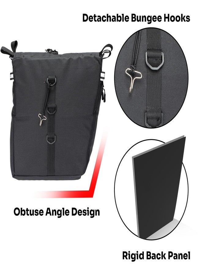 ANCHOM Bike Saddle Bag, Bicycle Rear Rack Bag, Upgraded 34L Capacity Storage Bike Panniers Bag, Water Resistant Bicycle Commuting Bag, Bike Rear Seat Accessories with Reflective Trim, Black - Image 4
