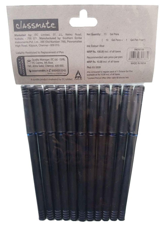 Classmate Octane Gel Pens (Blue) - Pack Of 10 Pens + 1 Pen Free - Image 2