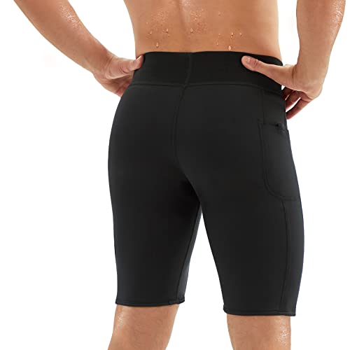 Junlan Sweat Shorts for Men Sauna Suit Mens Body Shaper Sweat Sauna Neoprene Shorts(Black, Large) - Image 4