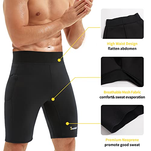 Junlan Sweat Shorts for Men Sauna Suit Mens Body Shaper Sweat Sauna Neoprene Shorts(Black, Large) - Image 2
