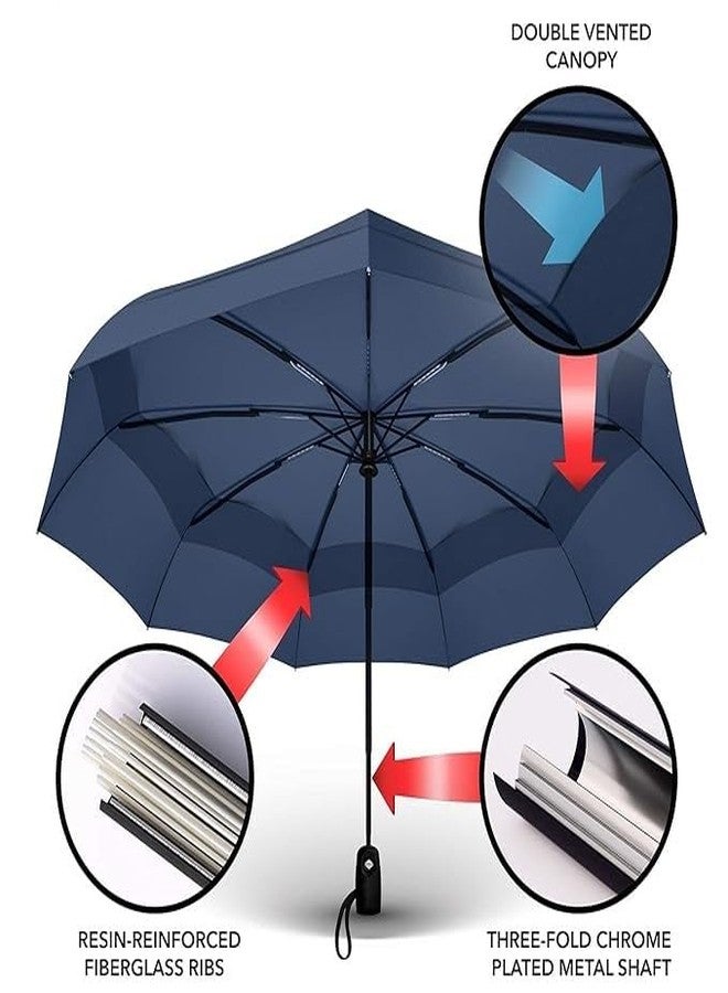 Gopinath Autolink 1 pcs Blue Auto Open-Close Button Umberalla 3 Fold UV Coated for Wind waterproof Stong Compact Umberalla for Rain, Women, man, Kids, Girls, Boys - Image 2