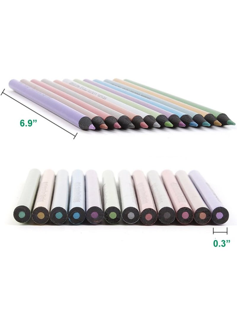 Starsouce Metallic Colored Pencils Nontoxic Black Wood Drawing Pencils PreSharpened 12 Assorted Colors Wooden Sketching Pencil Set Premium Art Pencils for Kids Children Adults Artists Coloring Book Art Craft  - Image 3