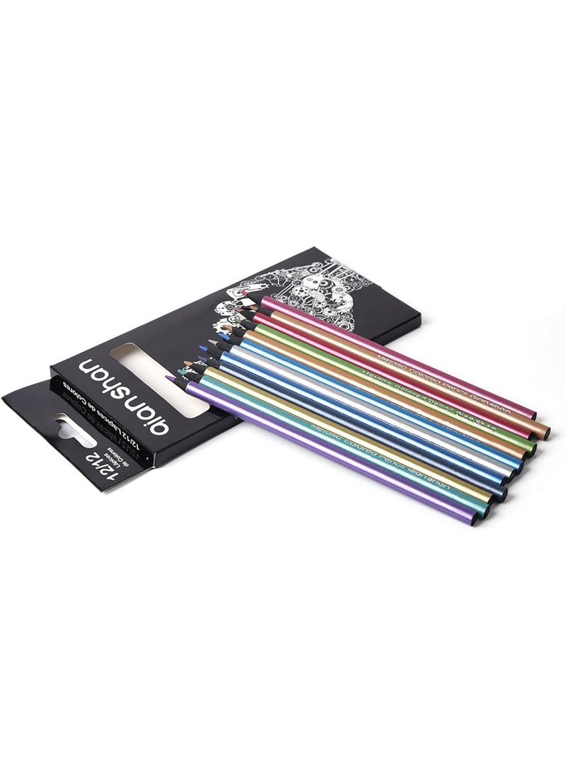 Starsouce Metallic Colored Pencils Nontoxic Black Wood Drawing Pencils PreSharpened 12 Assorted Colors Wooden Sketching Pencil Set Premium Art Pencils for Kids Children Adults Artists Coloring Book Art Craft  - Image 5