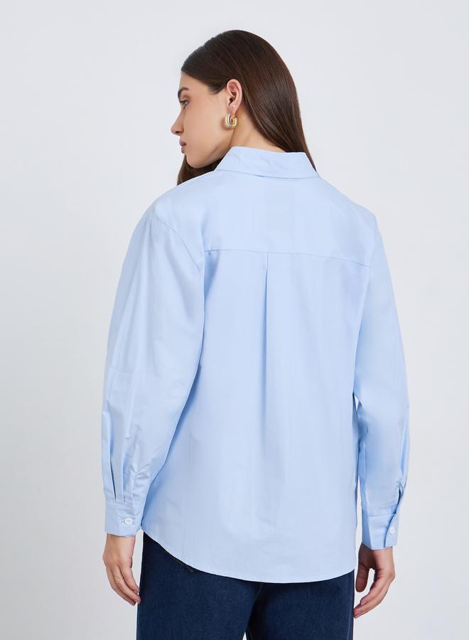 Styli Women Blue Long Sleeve Shirt with Pocket - Image 5