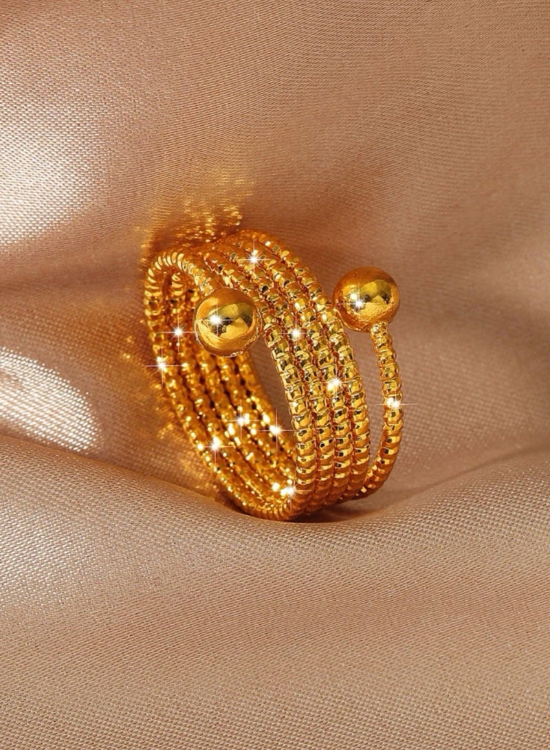 غولدماكس خاتم نسائي شبيه بالذهب مطلي عيار 21 بمقاس موحد - Image 1