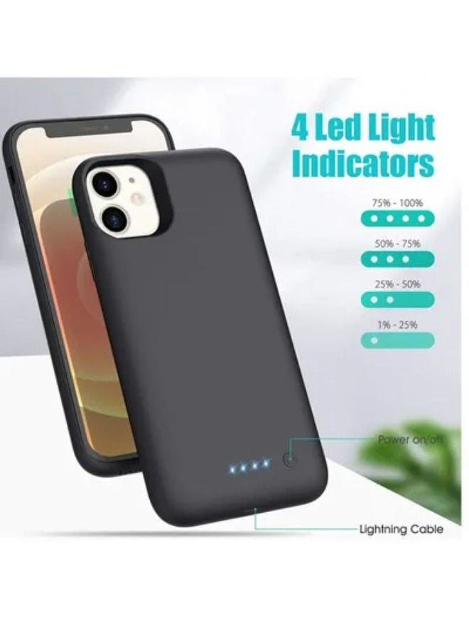 SHOPI - Battery Case for iPhone 12mini [5.4 inch], Portable Charging Case Extended Battery Pack for iPhone 12mini -Black - Image 1