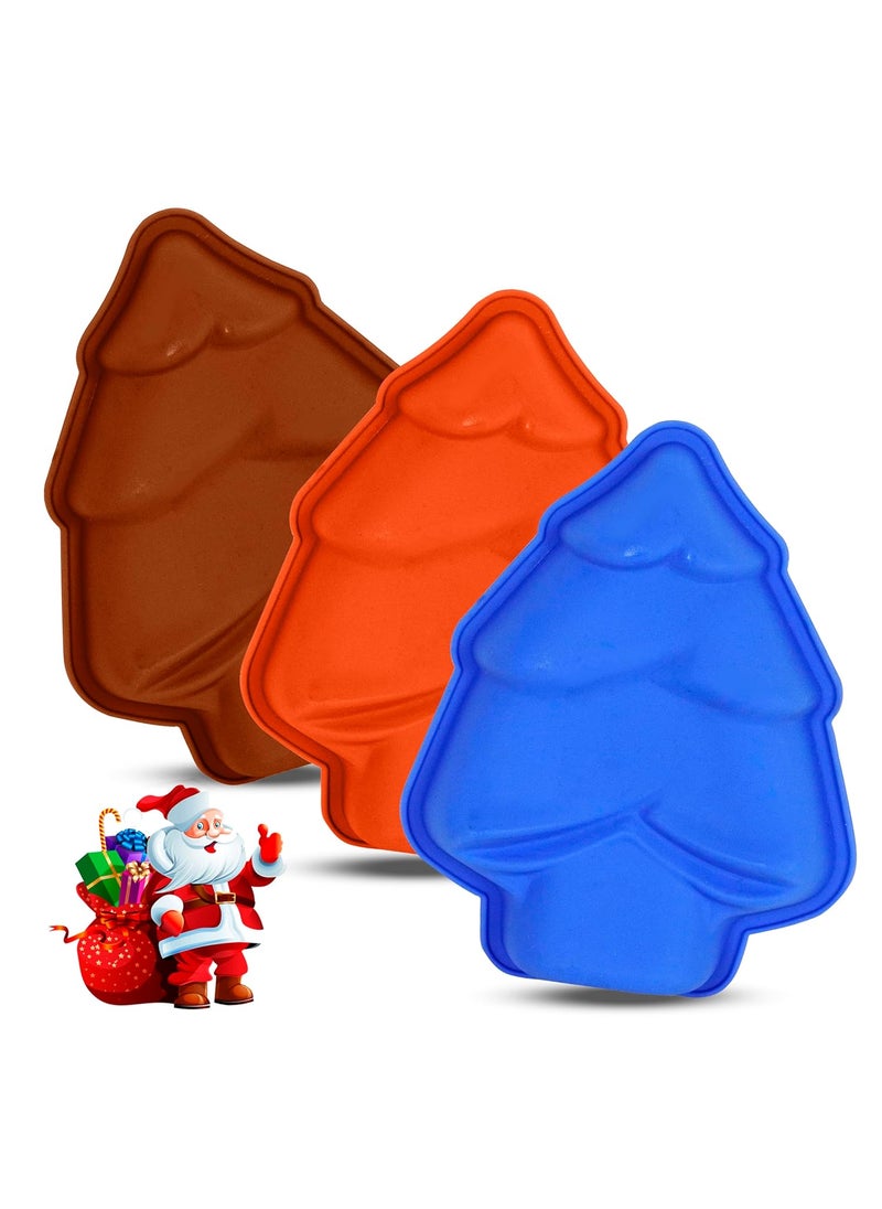 Karp KARP Silicone Chocolate Moulds Non-Stick Moulds 3D Xmas Candy Mold Fondant Mold for Candle Making Baking Making Soap Wax Cake Mousse Ice Cream (Christmas Tree Assorted Color)  - Image 1