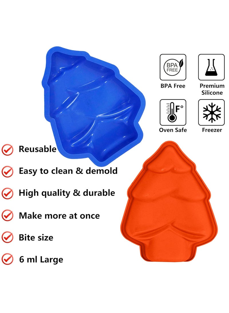 Karp KARP Silicone Chocolate Moulds Non-Stick Moulds 3D Xmas Candy Mold Fondant Mold for Candle Making Baking Making Soap Wax Cake Mousse Ice Cream (Christmas Tree Assorted Color)  - Image 3