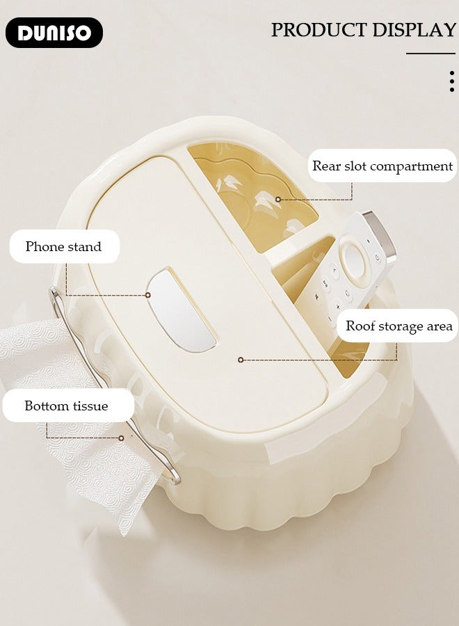 DUNISO Tissue Box Cover Holder Multifunctional Desktop Tissue Storage Box Cover with Phone Holder Modern Facial Paper Holder for Living Room,Office,Night Stand,Dresser,Bedroom,Bathroom,Home Decor - Image 2