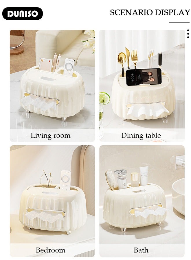 DUNISO Tissue Box Cover Holder Multifunctional Desktop Tissue Storage Box Cover with Phone Holder Modern Facial Paper Holder for Living Room,Office,Night Stand,Dresser,Bedroom,Bathroom,Home Decor - Image 3