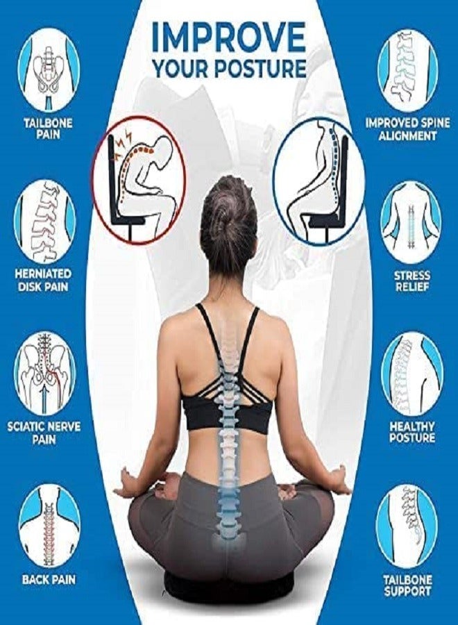 وسادة مقعد طبية لتقويم العظام لتخفيف آلام البواسير وعظم الذنب، وسادة مريحة لعظم العصعص مناسبة لكرسي المكتب والسيارة والمنزل، مصنوعة من رغوة الذاكرة المسامية، توفر دعمًا للوضعية الصحيحة لأسفل الظهر وتخفف من آلام عرق النسا. - Image 3
