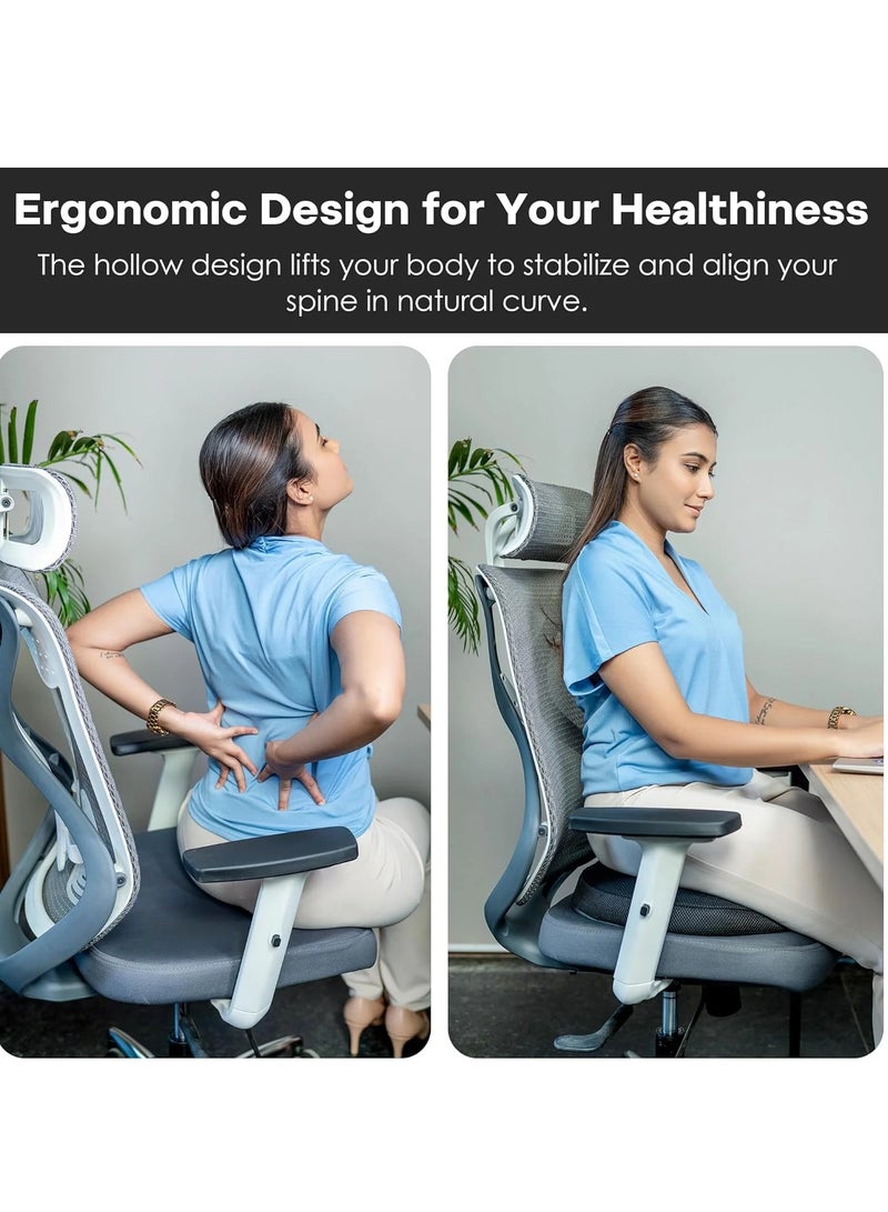 وسادة مقعد طبية لتقويم العظام لتخفيف آلام البواسير وعظم الذنب، وسادة مريحة لعظم العصعص مناسبة لكرسي المكتب والسيارة والمنزل، مصنوعة من رغوة الذاكرة المسامية، توفر دعمًا للوضعية الصحيحة لأسفل الظهر وتخفف من آلام عرق النسا. - Image 5