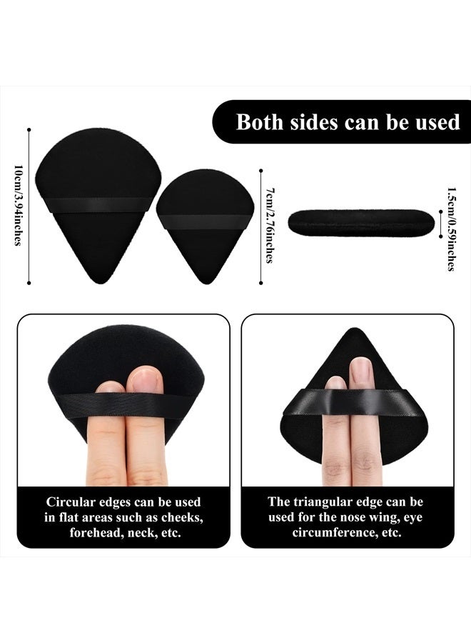 Maitys 12 Pieces Powder Puff Triangle Face Makeup Cosmetic for Loose Powder Soft Body Washable Reusable Foundation Sponge Mineral Wet Dry Makeup Tool(Black, Large, Small) - Image 2
