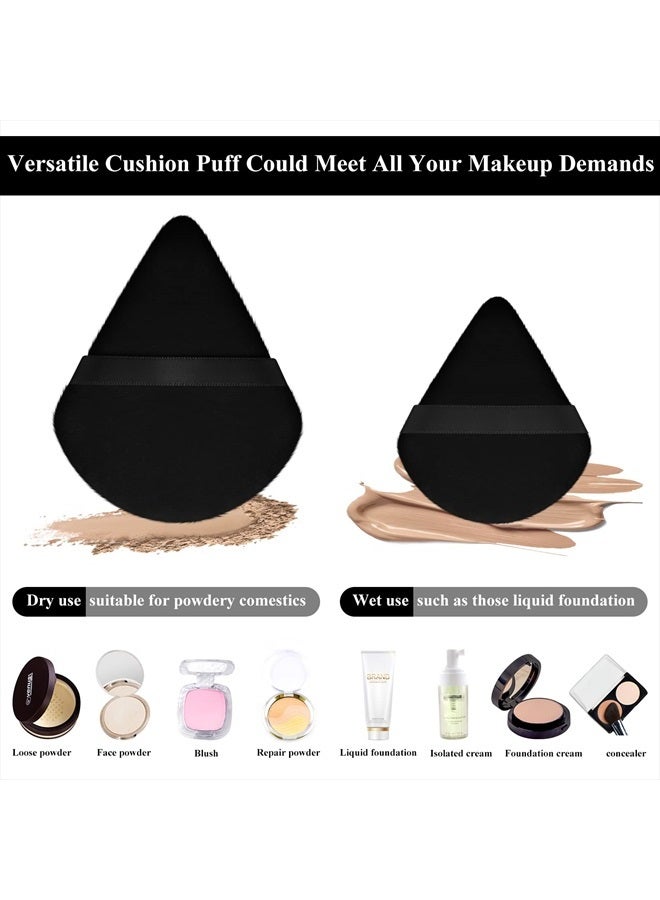 Maitys 12 Pieces Powder Puff Triangle Face Makeup Cosmetic for Loose Powder Soft Body Washable Reusable Foundation Sponge Mineral Wet Dry Makeup Tool(Black, Large, Small) - Image 3