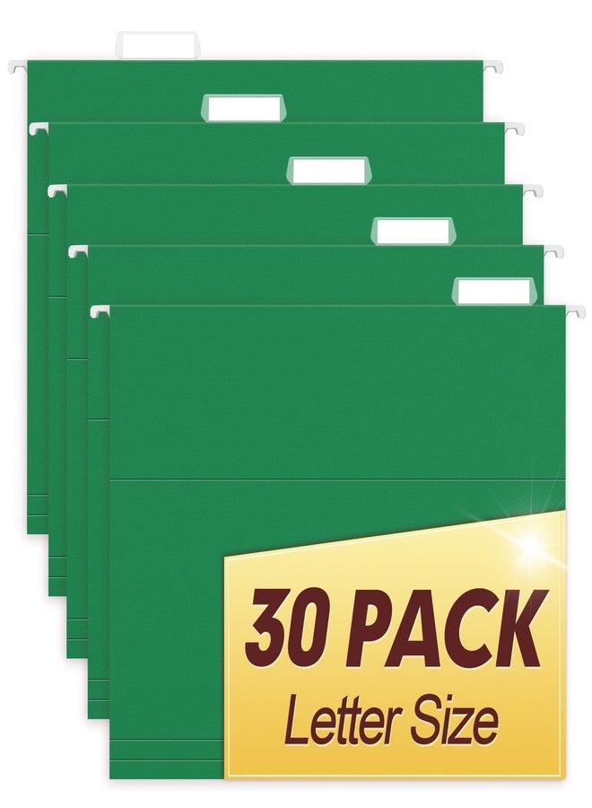 HERKKA Hanging File Folders, 30 Pack Reinforced Letter Size Hanging Folders, Designed for Bulky Files, Filing Cabinet, 1/5-Cut Adjustable Tabs (Green) - Image 1
