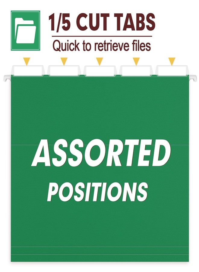 HERKKA Hanging File Folders, 30 Pack Reinforced Letter Size Hanging Folders, Designed for Bulky Files, Filing Cabinet, 1/5-Cut Adjustable Tabs (Green) - Image 3
