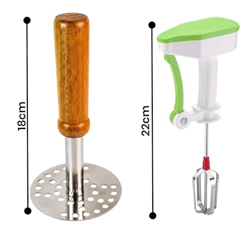 Oblivion Combo of Steel Potato Masher & Power-Free Blender – Easy-to-Use Manual Kitchen Tools for Mashing, Blending, and Cooking | Essential Set for Smoothies, Sauces, and Mashed Potatoes - Image 4