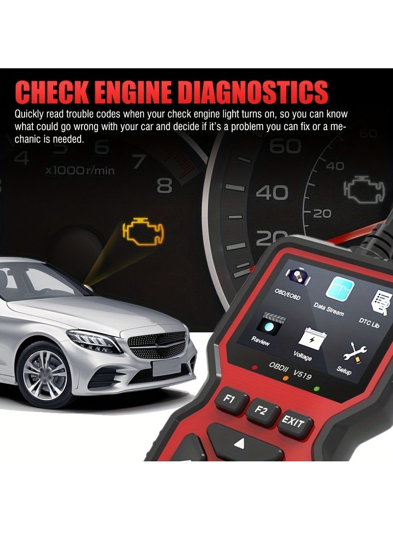 Generic - Obd2 Car Scanner Engine Fault Reader Real-Time Data & Voltage Monitor  Easy Diagnostics Tool V519 - Image 1