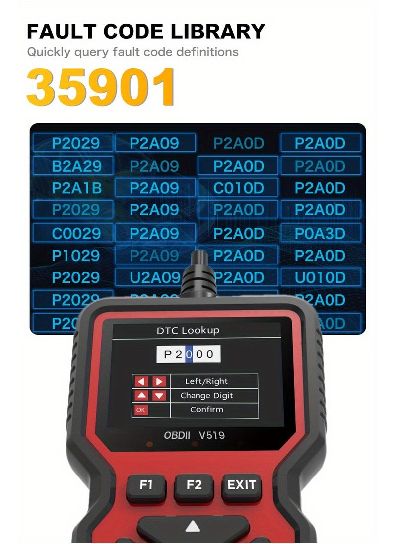 Generic - Obd2 Car Scanner Engine Fault Reader Real-Time Data & Voltage Monitor  Easy Diagnostics Tool V519 - Image 1
