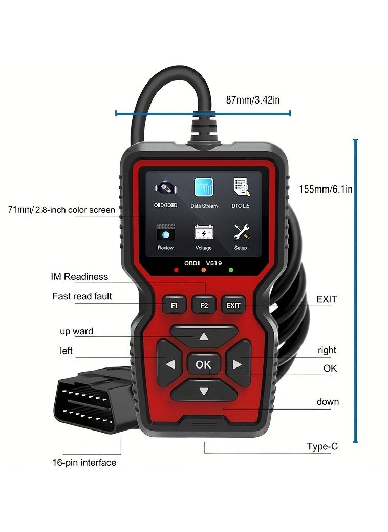 Generic - Obd2 Car Scanner Engine Fault Reader Real-Time Data & Voltage Monitor  Easy Diagnostics Tool V519 - Image 1