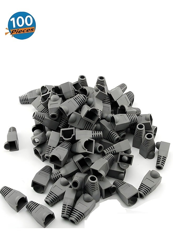 Taimi RJ45 Cable Connector Boots Soft Plastic Ethernet Strain Relief Boots CAT5 CAT5E CAT6 CAT6E 100PCS - Grey  - Image 1
