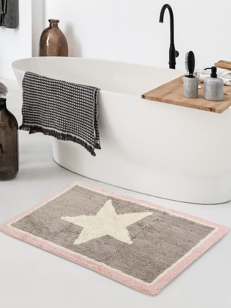 SASHAA WORLD Star Patterned Bathmat, Ultra Soft and Absorbent Bathroom Bathmat with Anti-Skid Latex Backing, Modern Design, Plush Comfort | Ideal for Stylish Bathroom Décor |50x80cm - Image 2