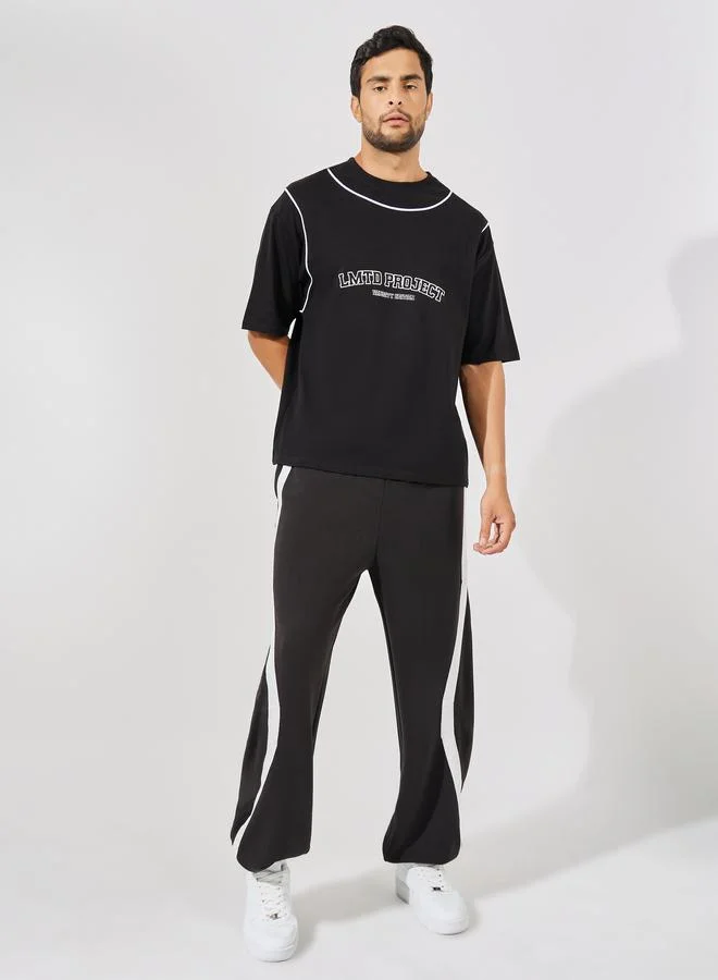ستايلي Premium Scuba Knit Oversized Joggers with Cut & Sew Contrast Tape