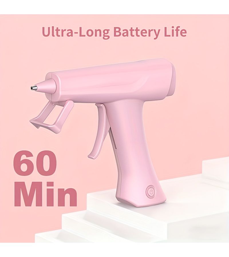 Pink USB-C Hot Glue Gun 2600mAh 8 Minute Smart Shutdown Anti Drip for Crafts - Image 4