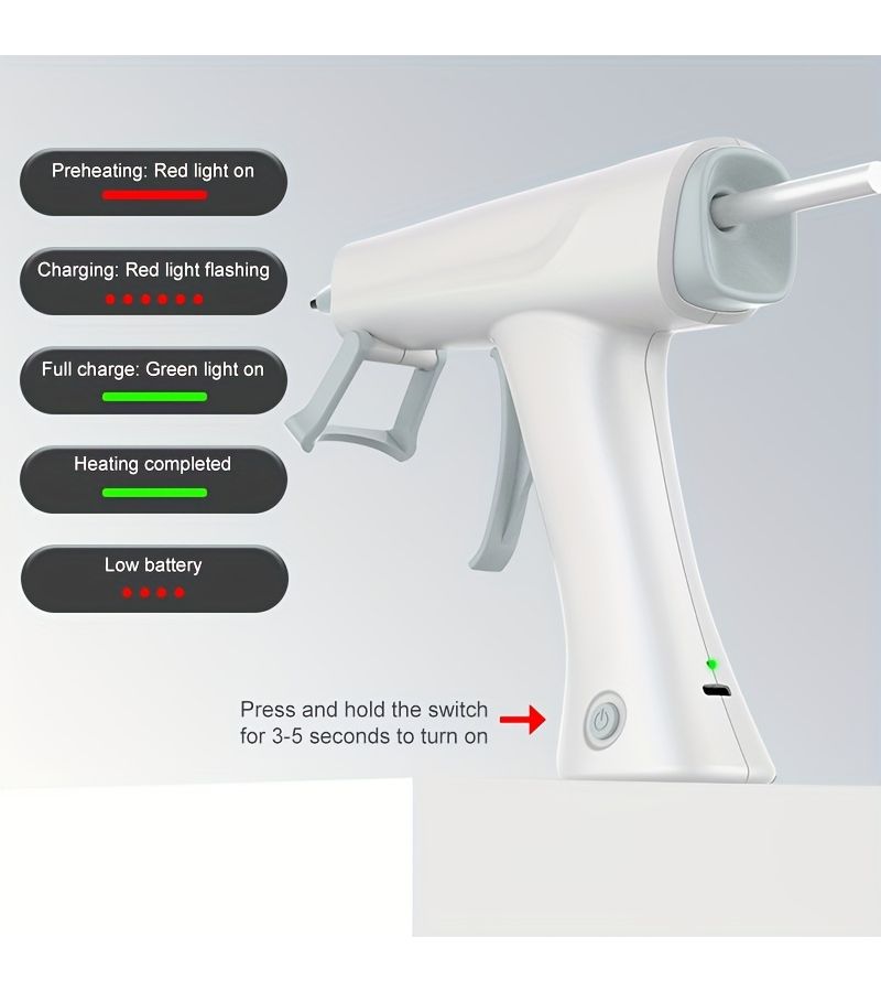 Pink USB-C Hot Glue Gun 2600mAh 8 Minute Smart Shutdown Anti Drip for Crafts - Image 5