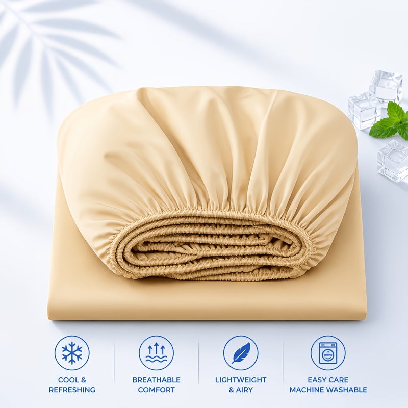 Summer Cooling Fitted Sheet (Pillowcases Not Included) – Skin-friendly, Breathable, and Cooling for Sleep, 360° Elastic Mattress Protector, Wrinkle-resistant/fade-resistant/shrink-resistant, Machine Washable, Multiple Colors Available - Image 1
