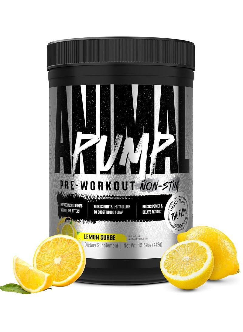 ANIMAL Universal Nutrition Animal Pump Pre-Workout Non-Stim | Lemon Surge | 42 Servings | Nitrosigine® & L-Citrulline for Pumps, Endurance & Focus - Image 1