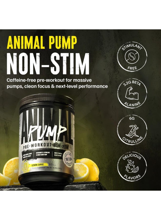 ANIMAL Universal Nutrition Animal Pump Pre-Workout Non-Stim | Lemon Surge | 42 Servings | Nitrosigine® & L-Citrulline for Pumps, Endurance & Focus - Image 2
