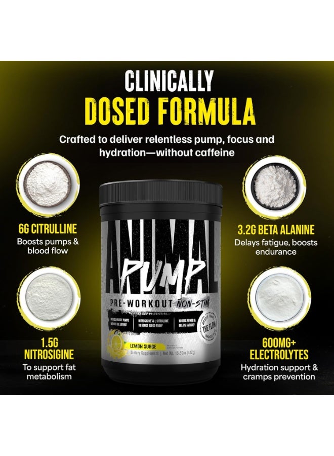 ANIMAL Universal Nutrition Animal Pump Pre-Workout Non-Stim | Lemon Surge | 42 Servings | Nitrosigine® & L-Citrulline for Pumps, Endurance & Focus - Image 5