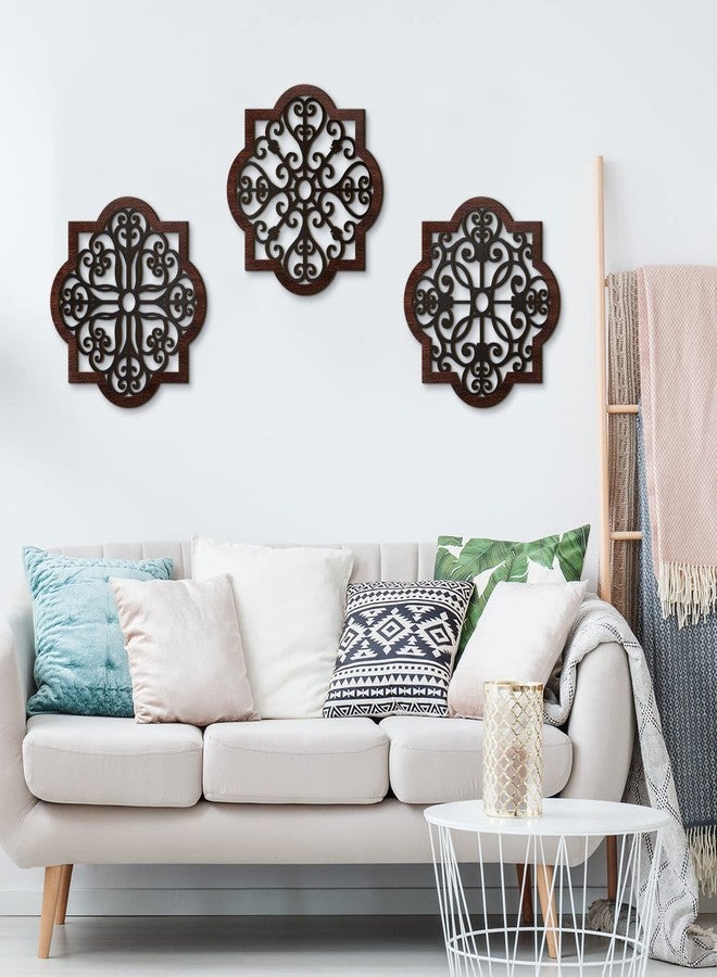 Zhanmai 3 Pack Rustic Wood Wall Decor Modern Farmhouse Geometric Wall Art Farmhouse Hanging Decoration for Living Room Bedroom Home Indoor Outdoor Office, 12 x 12 Inch, Brown - Image 5