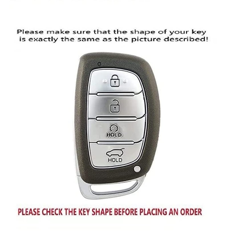 KMH - TPU Gold Car Key Cover Compatible with Hyundai Alcazar Creta 2022 Venue i20 Tucson Elantra 4 Button Smart Key Cover Black with Keychain - Image 4