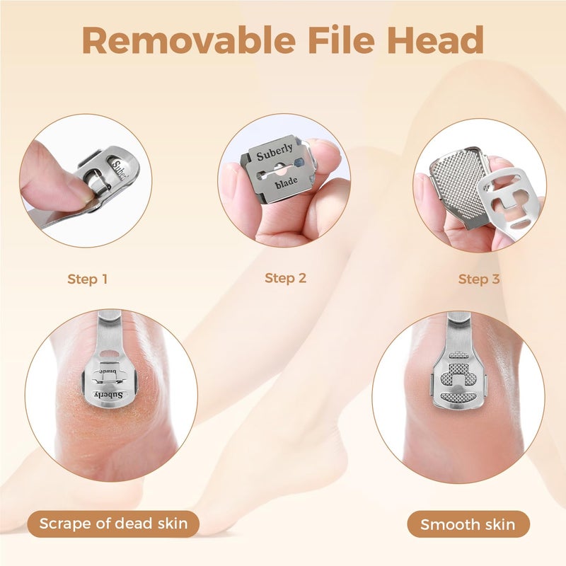 Easkep Foot File Foot Scrubber Pedicure - Callus Remover for Feet Easkep Professional Grater Rasp Foot Scraper Corns Callous Removers Cracked Dead Skin Remover for Dry and Wet Feet (Golden Set) - Image 4