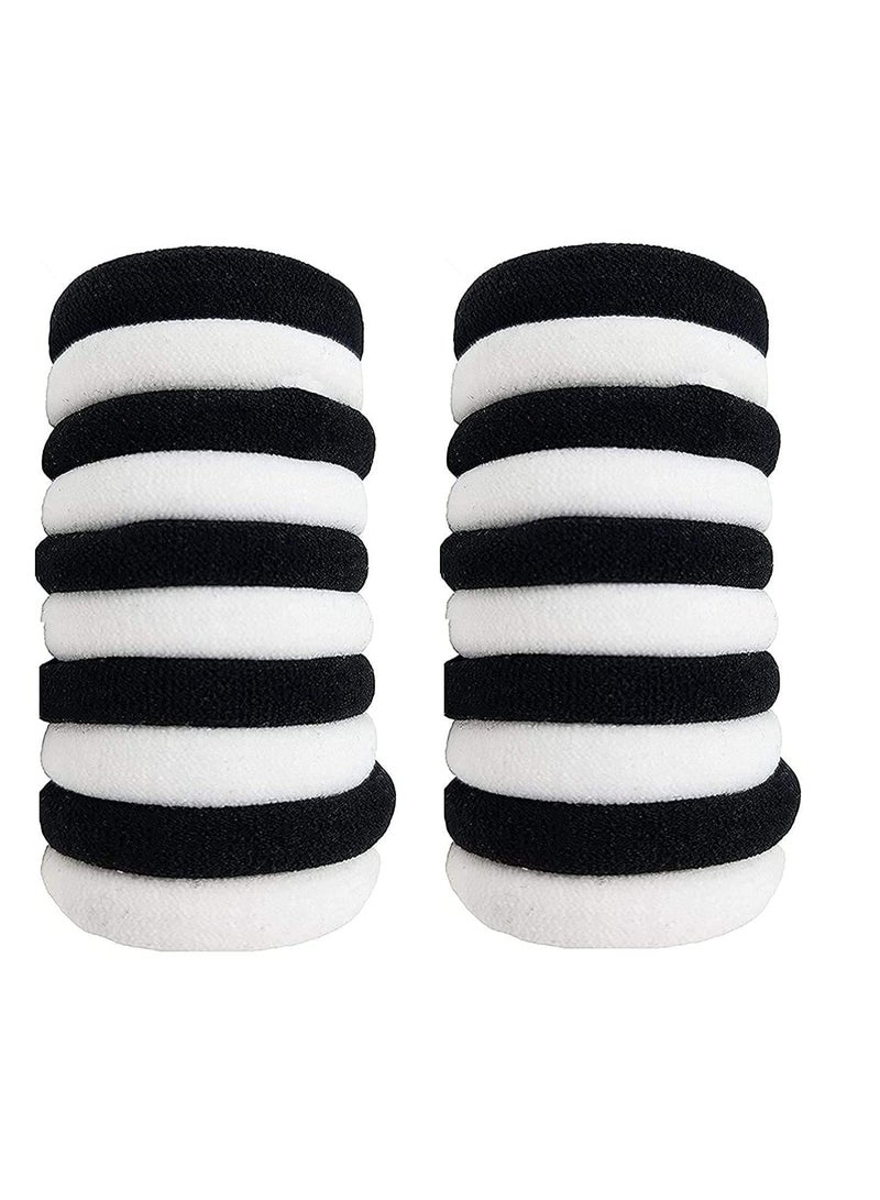 Elastic Hair Ties Set for Girls and Women - 12 Black + 12 White, Durable Rubber Bands That Don't Pull Hair, Perfect for Everyday Use - Image 1