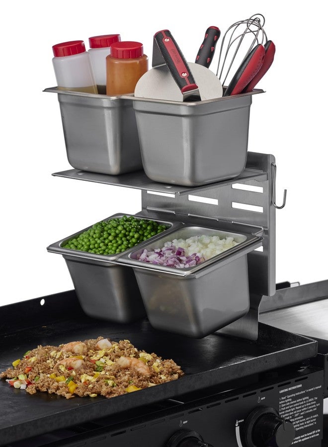 شيف ماستر طقم رفّ قابل للتعديل مع وعاء بخار من شيف ماستر - منظم وحامل توابل لأدوات الطبخ والمكونات ومستلزمات الشواء - ملحقات شواء خارجية - 90260 و90316 - Image 4