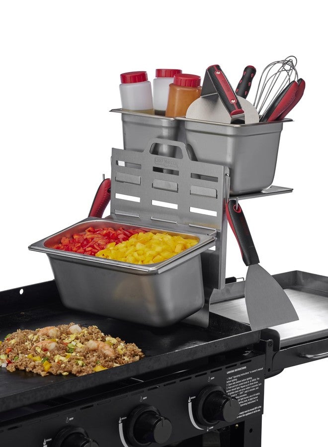 شيف ماستر طقم رفّ قابل للتعديل مع وعاء بخار من شيف ماستر - منظم وحامل توابل لأدوات الطبخ والمكونات ومستلزمات الشواء - ملحقات شواء خارجية - 90260 و90316 - Image 5