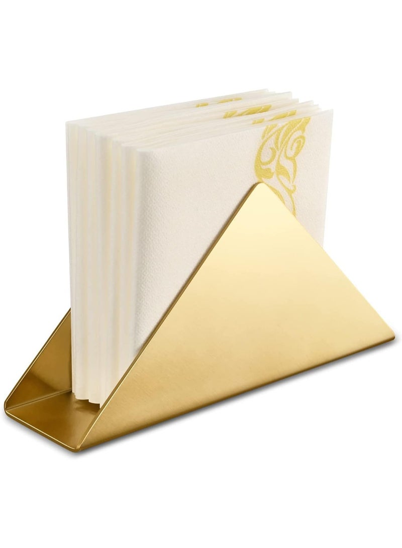 سوفام منديل مثلث حامل، كوكتيل من الفولاذ المقاوم للصدأ منظم مناديل مسطحة منضدة للمطبخ المنزلي، طاولات العشاء، طاولات النزهة، ذهبية - Image 1