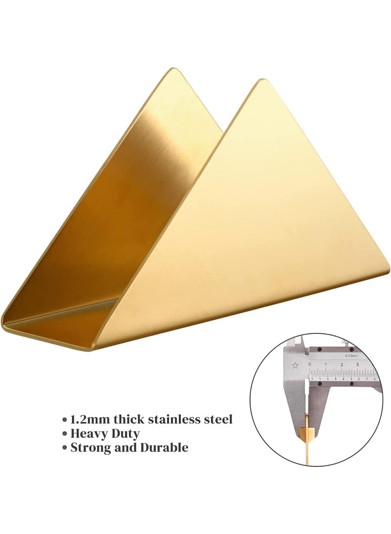 سوفام منديل مثلث حامل، كوكتيل من الفولاذ المقاوم للصدأ منظم مناديل مسطحة منضدة للمطبخ المنزلي، طاولات العشاء، طاولات النزهة، ذهبية - Image 3