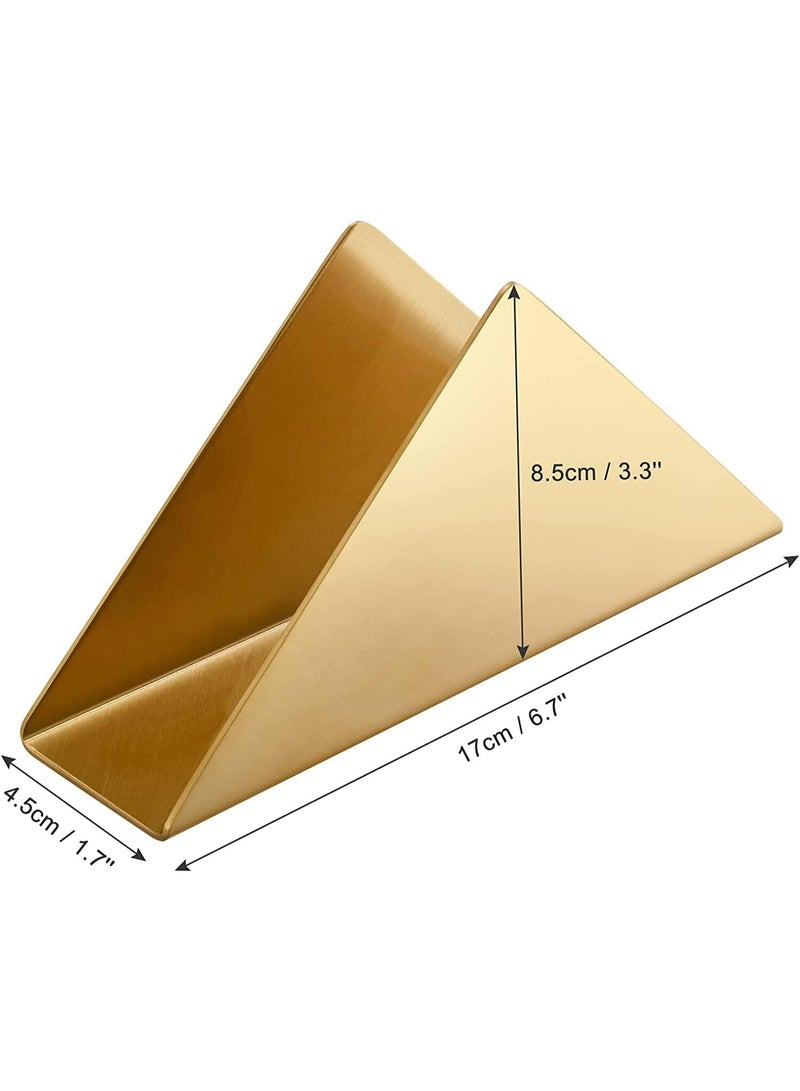 سوفام منديل مثلث حامل، كوكتيل من الفولاذ المقاوم للصدأ منظم مناديل مسطحة منضدة للمطبخ المنزلي، طاولات العشاء، طاولات النزهة، ذهبية - Image 2