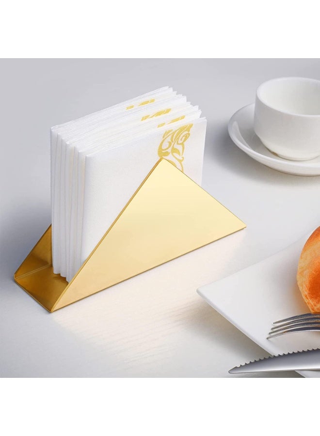سوفام منديل مثلث حامل، كوكتيل من الفولاذ المقاوم للصدأ منظم مناديل مسطحة منضدة للمطبخ المنزلي، طاولات العشاء، طاولات النزهة، ذهبية - Image 5