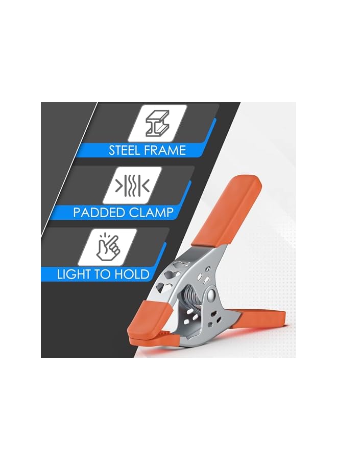 promass Spring Clamp, A Clamps, Hand Squeeze Clips, 6 Inch, Metal, 8 Pack, Orange, Heavy Duty, Large, Strong, Quick Grip, Strong Hardware Claps for Woodworking, Wood, Pony, Photography, Furniture - Image 2