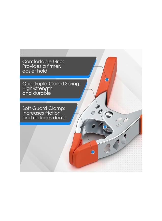 promass Spring Clamp, A Clamps, Hand Squeeze Clips, 6 Inch, Metal, 8 Pack, Orange, Heavy Duty, Large, Strong, Quick Grip, Strong Hardware Claps for Woodworking, Wood, Pony, Photography, Furniture - Image 5
