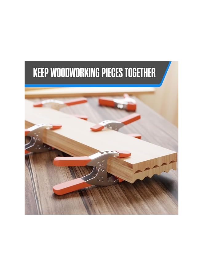 promass Spring Clamp, A Clamps, Hand Squeeze Clips, 6 Inch, Metal, 8 Pack, Orange, Heavy Duty, Large, Strong, Quick Grip, Strong Hardware Claps for Woodworking, Wood, Pony, Photography, Furniture - Image 3