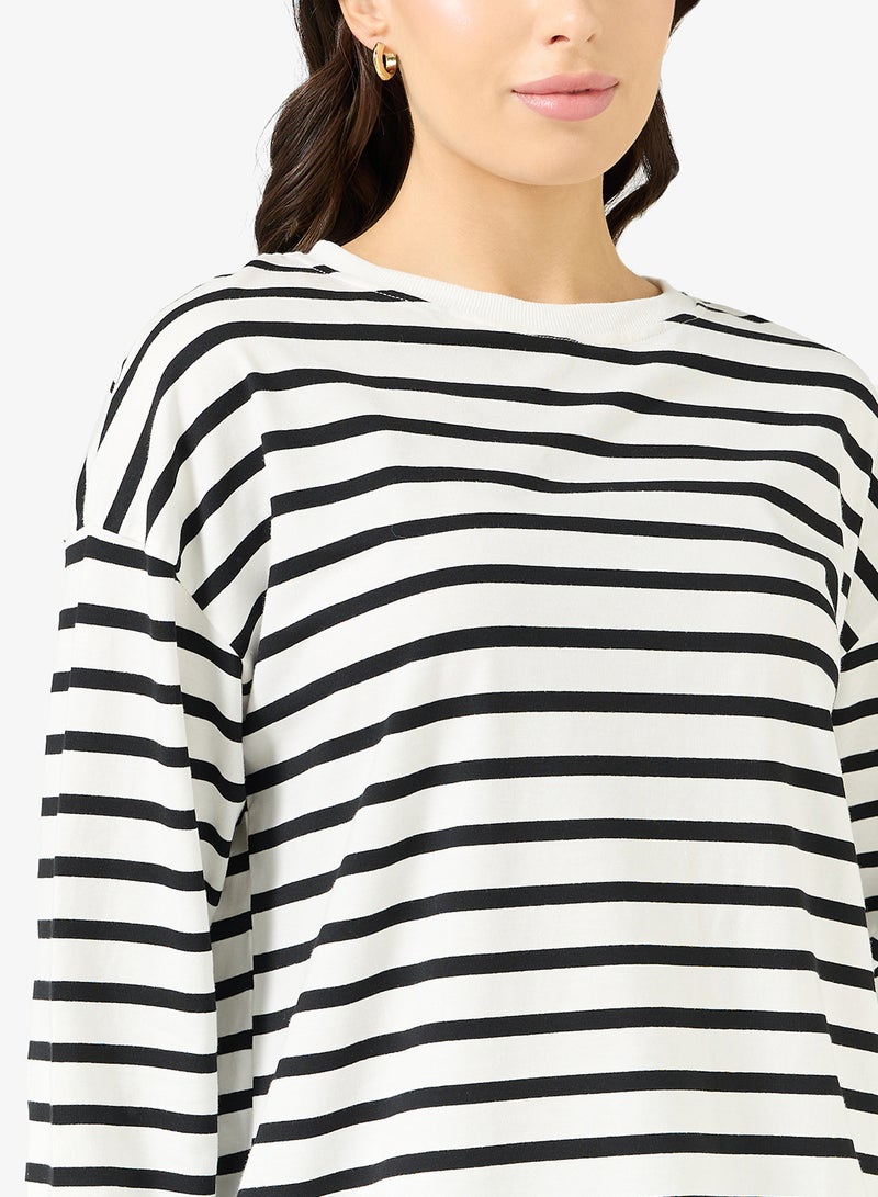 جينجر تيشيرت بأكمام طويلة مخطط - Image 3