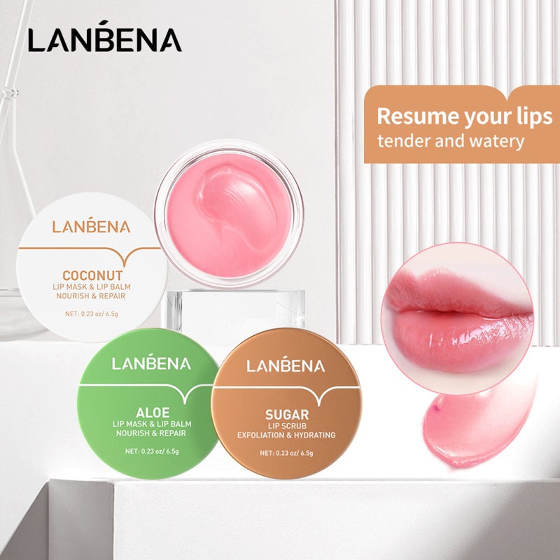 قناع الشفاه LANBENA 6.5 جرام رطب ومُرطب يزيل خطوط الشفاه ويعمل على تنعيم وإزالة الجلد الميت ويُضيء لون الشفاه - Image 2